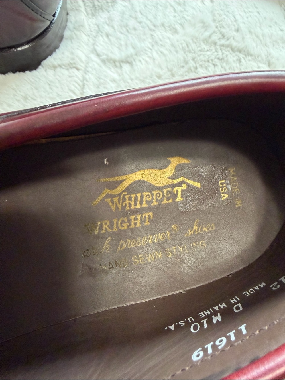 VINTAGE Deadstock 🇺🇸 US Made Rancourt Whippet ET Wright Cordovan Penny Loafer 11 - Picture 10 of 12